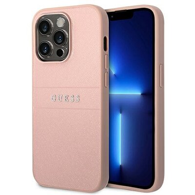 Eredeti tok GUESS GUHCP14LPSASBPI for iPhone 14 PRO (Saffiano With Metal Logo / pink)