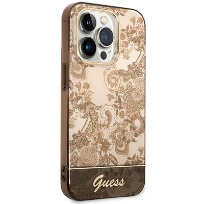 Eredeti tok GUESS GUHCP14XHGPLHC for iPhone 14 PRO MAX (IML Electro Cam TDJ / ochre)