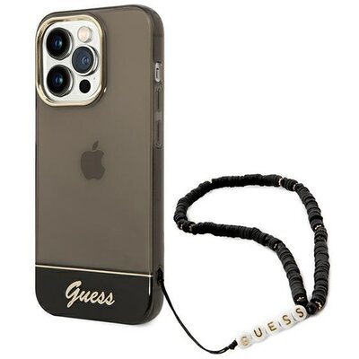 Eredeti tok GUESS GUHCP14XHGCOHK for iPhone 14 PRO MAX (IML Electro Cam w. Strap Translucent / black)