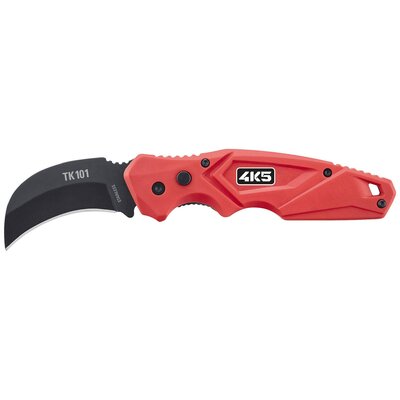 4K5 Tools TK 101 Foldable Curved Knife 600.101A Összecsukható kés Tokkal Piros, Fekete