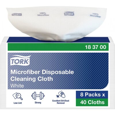 TORK 183700 Mikroszálas eldobható tisztító törlőkendők, fehér, kék nyomtatással