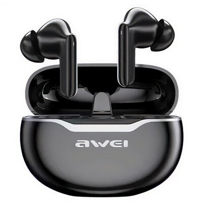 AWEI T50_PRO AWEI T50 PRO bluetooth fülhallgató SZTEREO (v5.3, TWS, mikrofon, zajszűrő + töltőtok) FEKETE