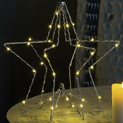 Hellum 522624 LED-es karácsonyi csillag Melegfehér LED Ezüst 3D-hatású, időzítővel, Állítható vagy felakasztható