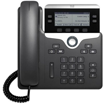 Cisco CP-7821-3PCC-K9= Rendszertelefon, VoIP LC kijelző Fekete, Ezüst