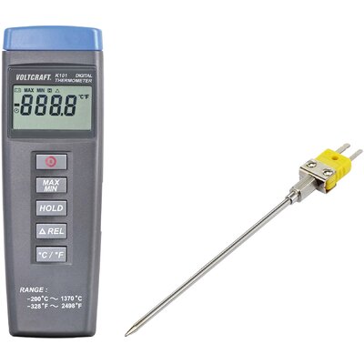 VOLTCRAFT K101 + TP 203 Hőmérséklet mérőműszer Kalibrált (DAkkS) -200 - +1370 °C Érzékelő típus K