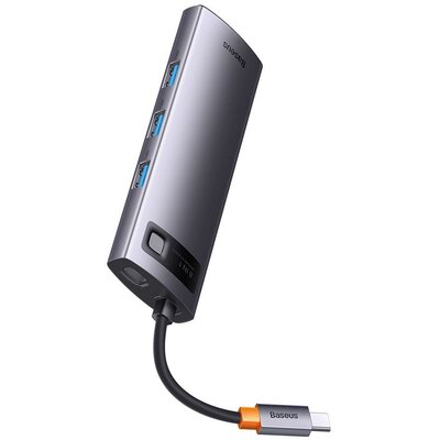 BASEUS HUB multifunkciós kábel 8in1 Type C to 3x USB3.0 / PD / HDMI 4K 60Hz / RJ45 / SD/TF gray WKWG080113/BS-OH101