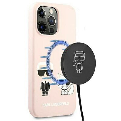Eredeti tok KARL LAGERFELD KLHMP13XSSKCI for iPhone 13 PRO MAX (Ikonik Karl and Choupette + MAG / light pink)