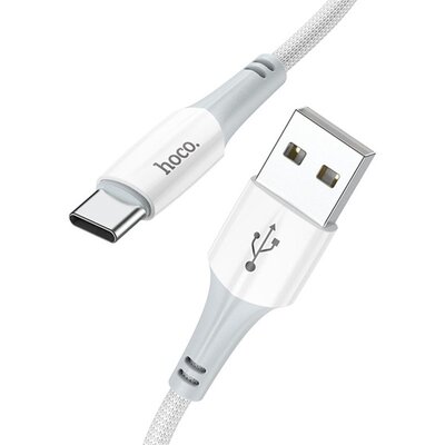 HOCO X70_USB_LIGHTNING_W TYPE-C HOCO X70 adatkábel (USB - Type-C, 3A, 100cm, törésgátló, cipőfűző minta) FEHÉR [Lenovo Tab P12 (TB370)]