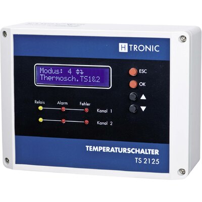 Multifunkciós 2 csatornás hőmérsékletkapcsoló -55 - 125 °C, H-Tronic TS 2125