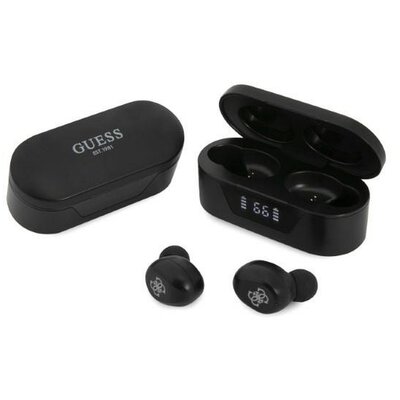 Bluetooth sztereó fülhallgató TWS GUESS Digital BT5 Classic dokkoló állomással / fekete (GUTWST31EK)