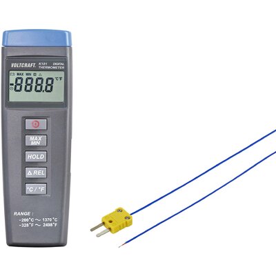 VOLTCRAFT K101 + TP 202 Hőmérséklet mérőműszer Kalibrált (DAkkS) -200 - +1370 °C Érzékelő típus K