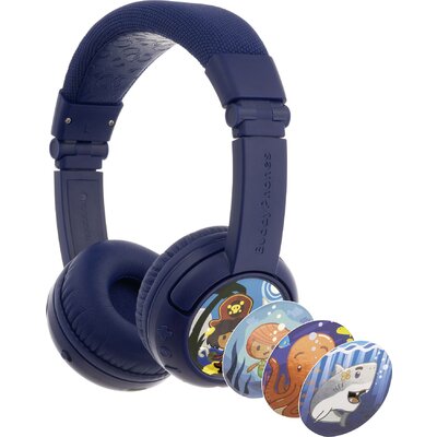 onanoff BuddyPhones® Gyermek On Ear headset Bluetooth®, Vezetékes Sötétkék Hangerő korlátozás, Összehajtható, Headset