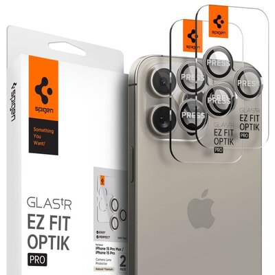 SPIGEN OPTIK.TR "EZ FIT" kameravédő 2-csomag IPHONE 14 PRO / PRO MAX / 15 PRO / PRO MAX természetes titán