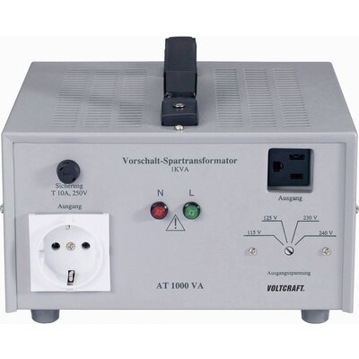 VOLTCRAFT AT-1000 NV előtét transzformátor, feszültségátalakító, 115/125/230/240 V/AC / 230/240/115/125 V/AC / 1000 W - ISO kalibrálással