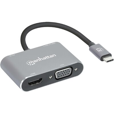 Manhattan Notebook dokkoló állomás USB-C to HDMI & VGA 4-in-1 Docking-Konverter USB-C® tápellátás