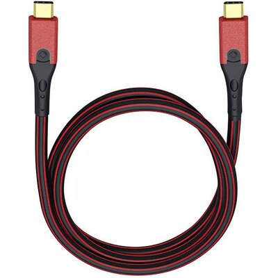 Oehlbach USB kábel USB 3.2 Gen1 (USB 3.0 / USB 3.1 Gen1) USB-C® dugó, USB-C® dugó 1.00 m Piros/fekete aranyozott érintkező 9431