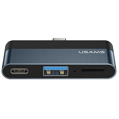 USAMS SJ491HUB01 USAMS adapter (USB aljzat + Type-C aljzat + microSD kártyaolvasó - Type-C) SZÜRKE