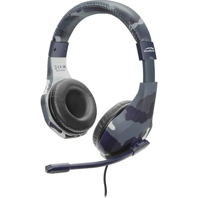 SpeedLink RAIDOR Gamer Over Ear headset Vezetékes Stereo Terepszínű kék Távirányító, Hangerő szabályozás, Mikrofon némítás