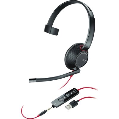 Plantronics BLACKWIRE 5210 Telefon On Ear headset Vezetékes Mono Fekete mikrofon zajelnyomás, Noise Cancelling Hangerő szabályozás, Mikrofon némítás