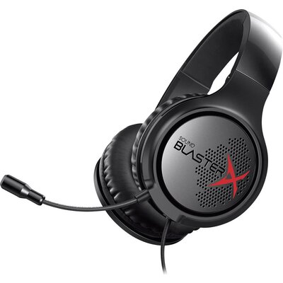 Sound BlasterX Sound BlasterX H3 Gamer Over Ear headset Vezetékes Stereo Fekete, Piros mikrofon zajelnyomás, Noise Cancelling