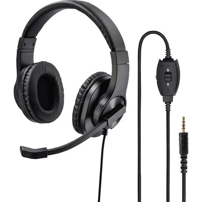 Hama neu Számítógép Over Ear headset Vezetékes Stereo Fekete Hangerő szabályozás, Mikrofon némítás