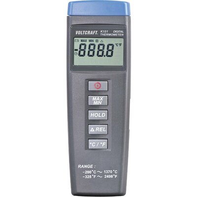 VOLTCRAFT K101 Hőmérséklet mérőműszer Kalibrált (ISO) -200 - +1370 °C Érzékelő típus K