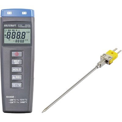 VOLTCRAFT K102 + TP203 Hőmérséklet mérőműszer Kalibrált (ISO) Érzékelő típus K