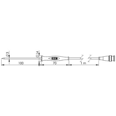 Greisinger GF1T-E3-AA-BNC Beszúrós érzékelő -70 - +250 °C Érzékelő típus Pt1000