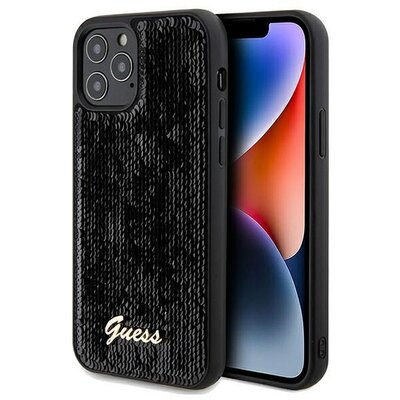 Eredeti tok GUESS GUHCP12MPSFDGSK for iPhone 12/12 Pro (Sequin Script Metal / black)