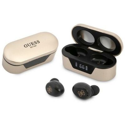 Bluetooth fülhallgató Stereo TWS GUESS Digital BT5 Classic with docking station / gold (GUTWST31ED)