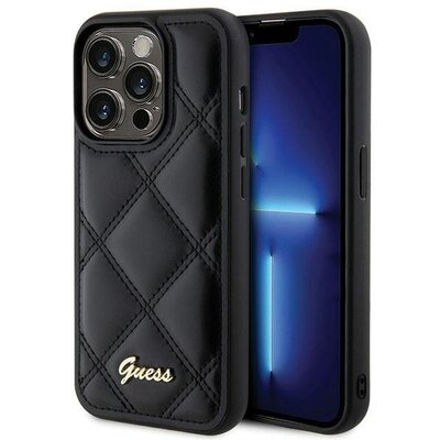 Eredeti tok GUESS GUHCP15XPSQSQSK for iPhone 15 Pro Max (Quilted Metal Logo / black)