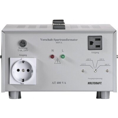 VOLTCRAFT AT-400 NV előtét transzformátor, feszültségátalakító, 115/125/230/240 V/AC / 230/240/115/125 V/AC / 400 W, ISO kalibrált