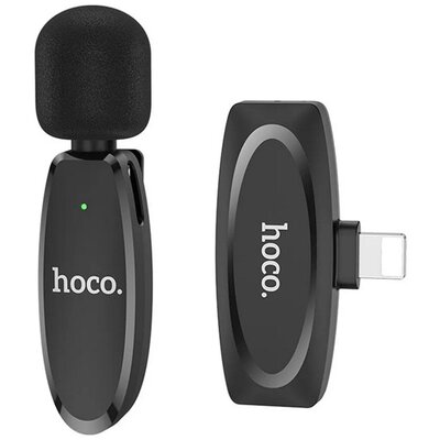 HOCO L15_LIGHTNING HOCO L15 bluetooth mikrofon (lightning, LAVALIER csíptethető, zajszűrő) FEKETE