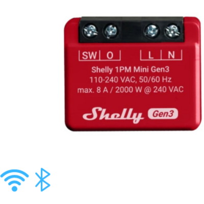 Shelly 1PM mini (3. generációs) egy áramkörös WiFi-s okosrelé,8A