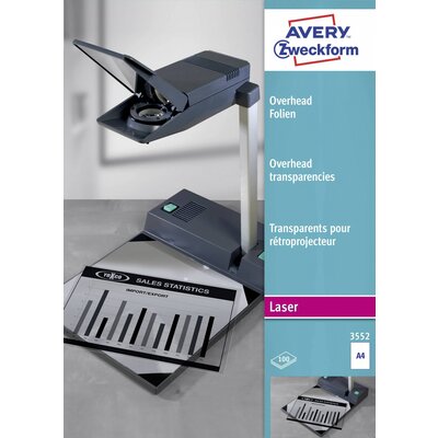 Avery-Zweckform 3552 3552 Overhead-Projektor fólia DIN A4 Lézernyomtató, Másoló Átlátszó 100 db