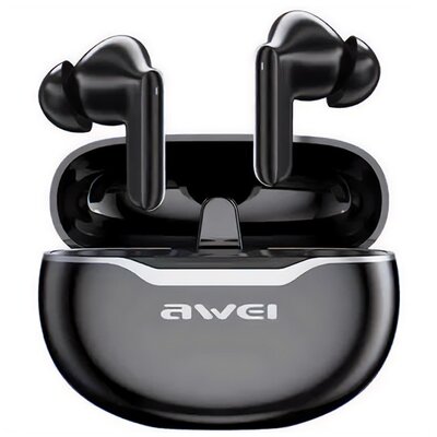 AWEI T50_B AWEI T50 bluetooth fülhallgató SZTEREO (v5.3, TWS, mikrofon, zajszűrő + töltőtok) FEKETE