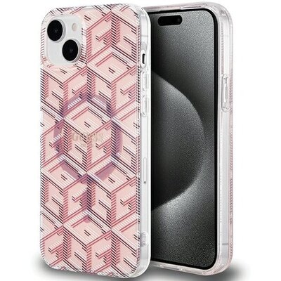 Eredeti tok GUESS GUHMP15SHGCUSTGP for iPhone 15 (Compatible with Magsafe / IML GCUBE / pink)