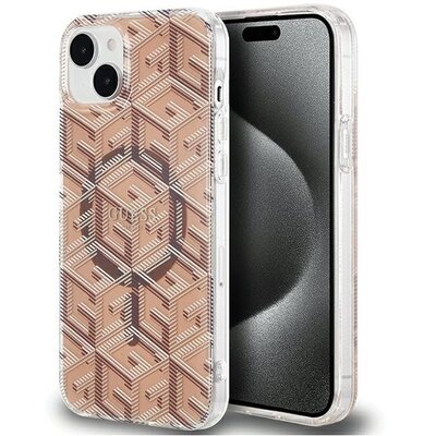 Eredeti tok GUESS GUHMP15SHGCUSTGW for iPhone 15 (Compatible with Magsafe / IML GCUBE / brown)