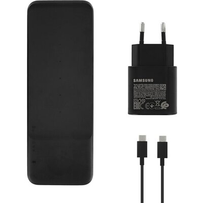SAMSUNG EP-P6300TBEGEU SAMSUNG hálózati töltő állomás (9W, gyorstöltő, wireless, tripla töltő kialakítás + adapter, töltő kábel) FEKETE [Honor Magic6 Pro 5G]