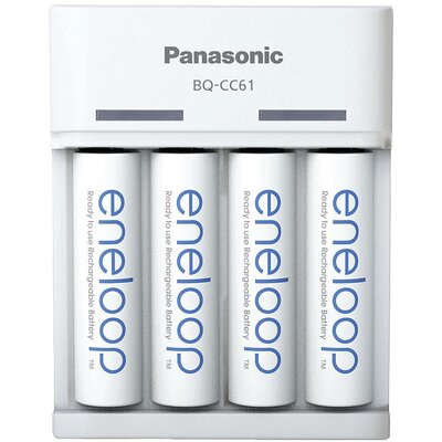 Panasonic BQ-CC61 + eneloop AA Hengeres akku töltő NiMH Mikro (AAA), Ceruza (AA)