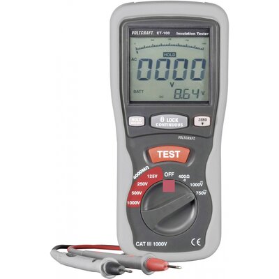 VOLTCRAFT Szigetelésmérő műszer Kalibrált (ISO) 125 V, 250 V, 500 V, 1000 V 400 MΩ