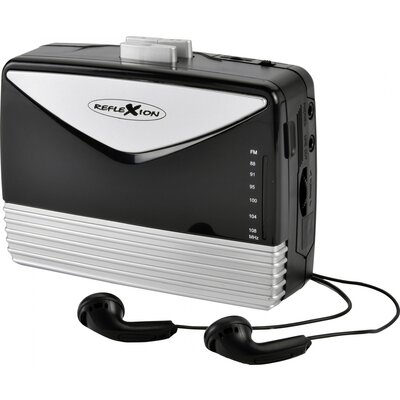 Walkman, hordozható kazettás lejátszó FM rádióval, fekete/ezüst, Reflexion WMR01BK