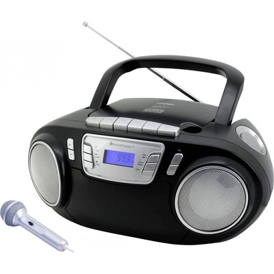 soundmaster SCD5800SW CD-s rádió URH USB, Kazetta, Rádiófelvevő Mikrofonnal Fekete