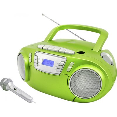 soundmaster SCD5800GR CD-s rádió URH USB, Kazetta, Rádiófelvevő Mikrofonnal Zöld