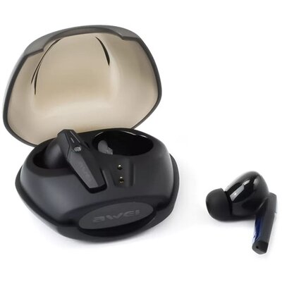 AWEI T25_B AWEI T25 bluetooth fülhallgató SZTEREO (v5.3, TWS, mikrofon, zajszűrő, vízálló + töltőtok) FEKETE
