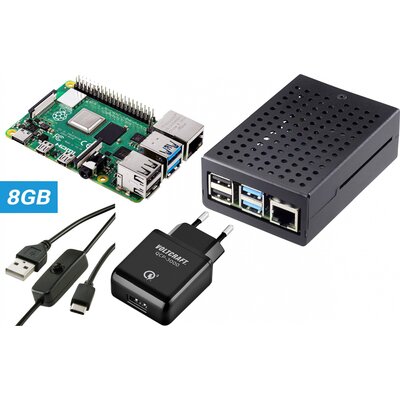 TRU COMPONENTS Pure Set Raspberry Pi® 4 B 8 GB 4 x 1.5 GHz Tápegységgel, Házzal