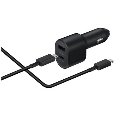 SAMSUNG EP-L5300_TYPE-C SAMSUNG autós töltő USB+Type-C aljzat (5V/2A, 45W, gyorstöltő + Type-C kábel) FEKETE [Oppo A58 4G]