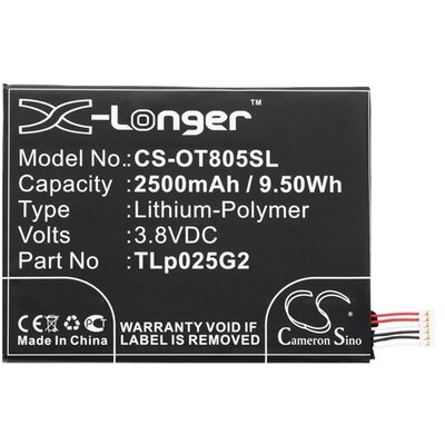 CAMERON SINO CS-OT805SL CAMERON SINO Li-Polymer akkumulátor (3,8V/2500mAh, Alcatel CAC2580010C2 kompatibilis) FEKETE