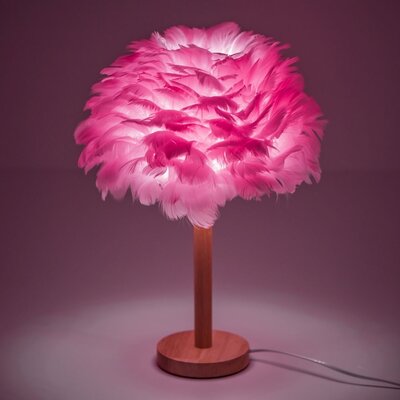 Asztali lámpa éjjeliszekrény toll Art Deco rózsaszín CBDPH