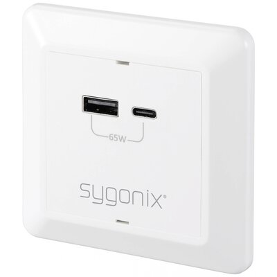 Sygonix SY-5251910 USB-s töltőcsatlakozó Túlfeszültség elleni védelem, USB-C®-vel, USB töltőkimenettel Fehér